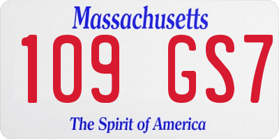 MA license plate 109GS7