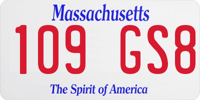 MA license plate 109GS8