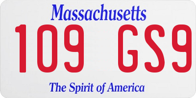 MA license plate 109GS9