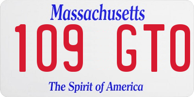 MA license plate 109GT0