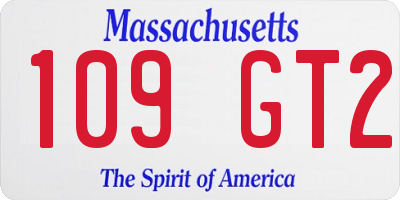 MA license plate 109GT2