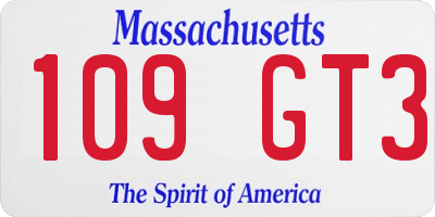 MA license plate 109GT3