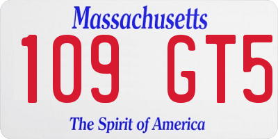 MA license plate 109GT5