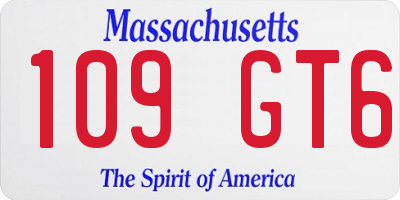 MA license plate 109GT6