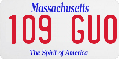 MA license plate 109GU0