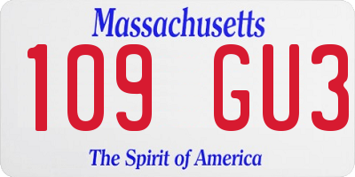 MA license plate 109GU3