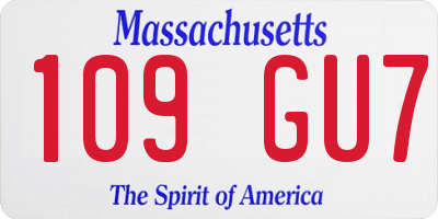 MA license plate 109GU7
