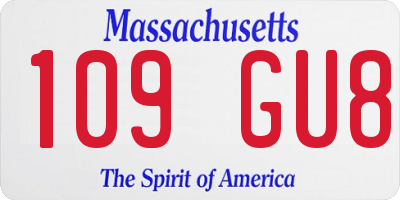 MA license plate 109GU8