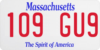 MA license plate 109GU9