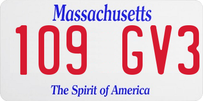 MA license plate 109GV3