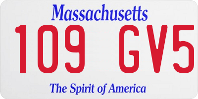 MA license plate 109GV5