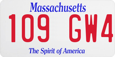 MA license plate 109GW4