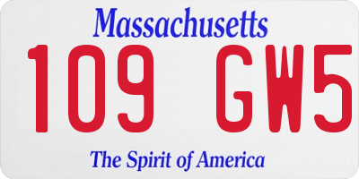 MA license plate 109GW5