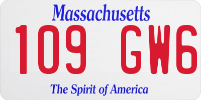 MA license plate 109GW6