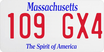 MA license plate 109GX4