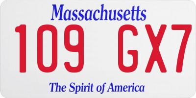 MA license plate 109GX7