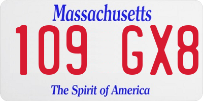 MA license plate 109GX8