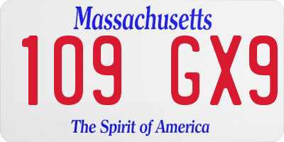 MA license plate 109GX9