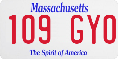 MA license plate 109GY0