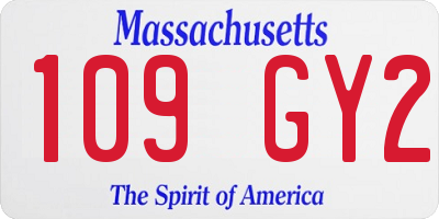MA license plate 109GY2