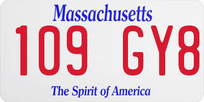 MA license plate 109GY8