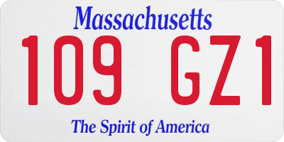 MA license plate 109GZ1