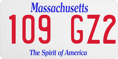 MA license plate 109GZ2