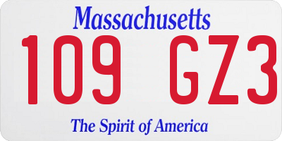 MA license plate 109GZ3