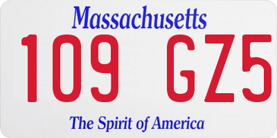 MA license plate 109GZ5