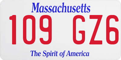 MA license plate 109GZ6
