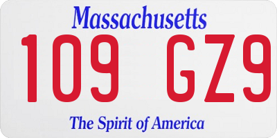 MA license plate 109GZ9