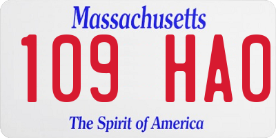 MA license plate 109HA0