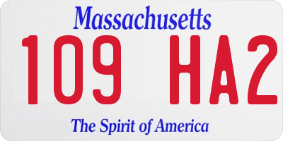 MA license plate 109HA2