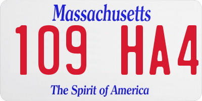 MA license plate 109HA4