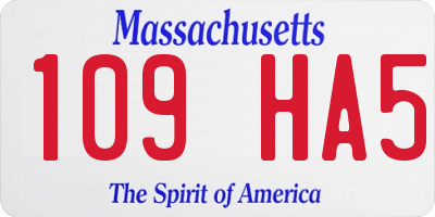 MA license plate 109HA5
