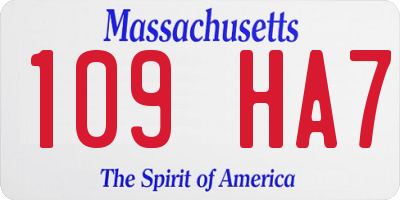 MA license plate 109HA7