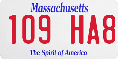 MA license plate 109HA8