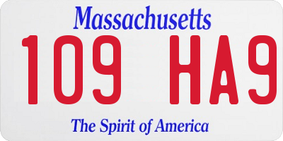 MA license plate 109HA9