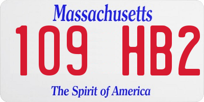 MA license plate 109HB2