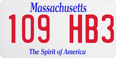 MA license plate 109HB3