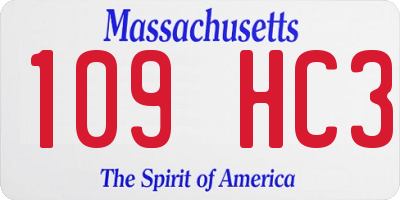 MA license plate 109HC3
