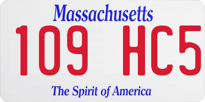 MA license plate 109HC5