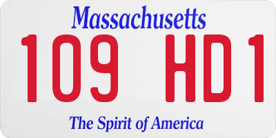MA license plate 109HD1
