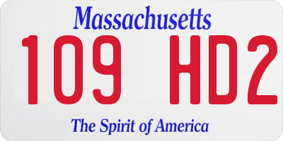 MA license plate 109HD2