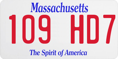 MA license plate 109HD7
