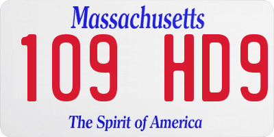 MA license plate 109HD9