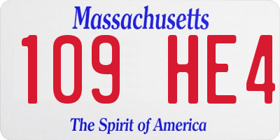 MA license plate 109HE4