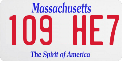 MA license plate 109HE7