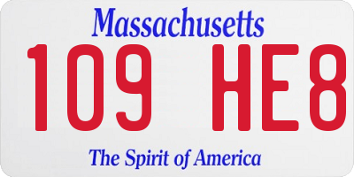 MA license plate 109HE8