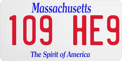 MA license plate 109HE9